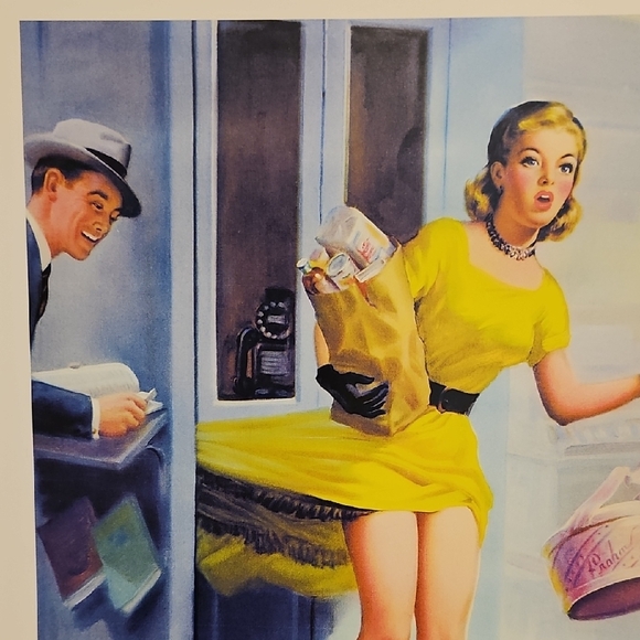 Vintage Pin-Up Style Art Print - Caught In Booth - Frahm - Picture 7 of 8